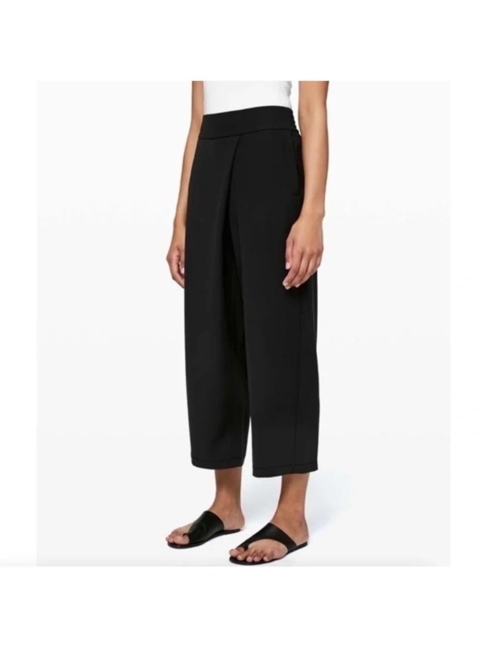 Lululemon With The Flow Pant 8 Black Travel Woven Crop Wide Leg LW5BVNS